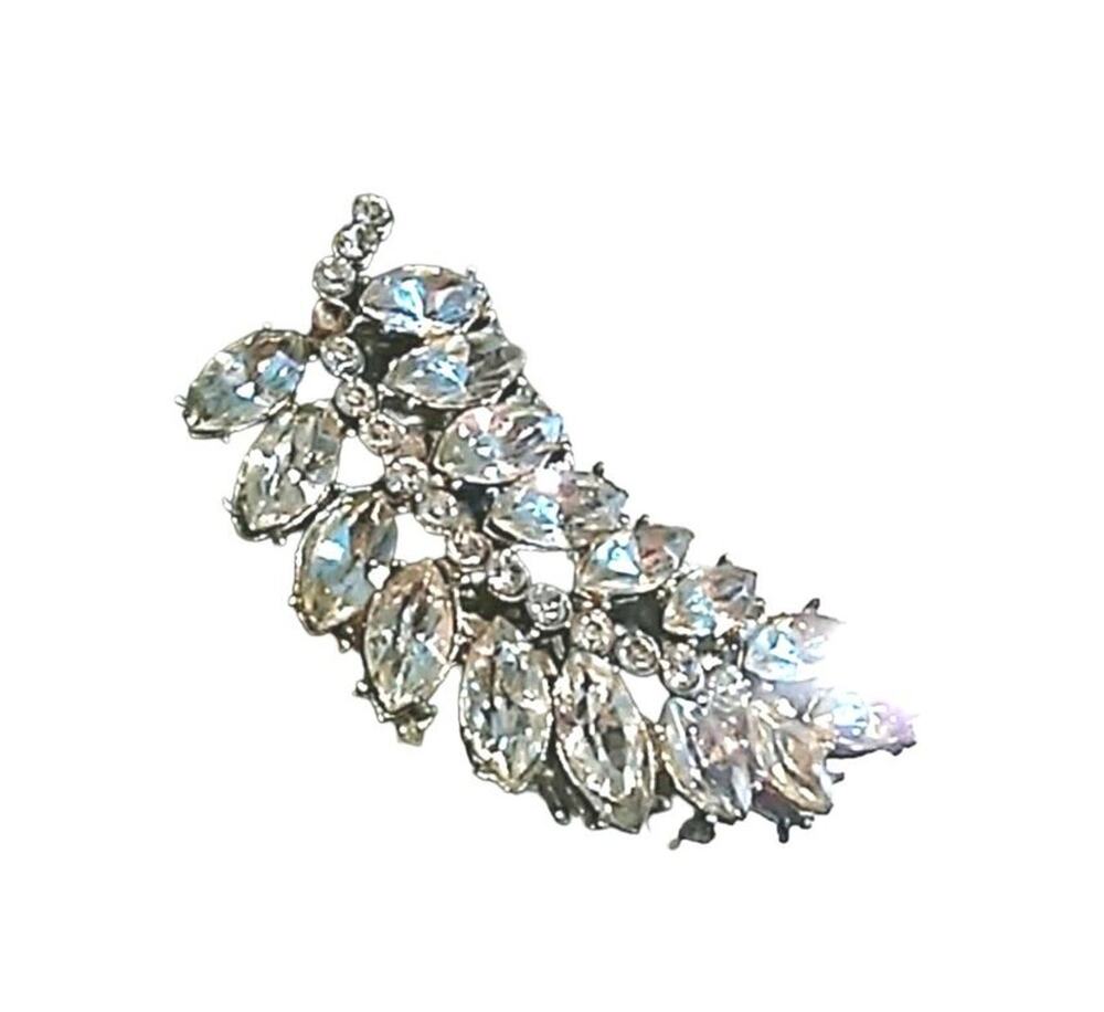 Brooche Estate Rhinestones‎ Leaf Broche Pin Jacket Antique Mid Century Modern